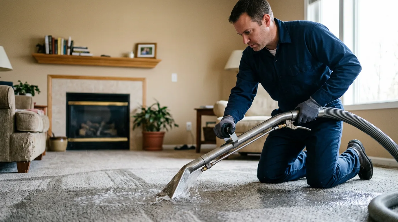 Water damage restoration technician working near Goldens Bridge, NY